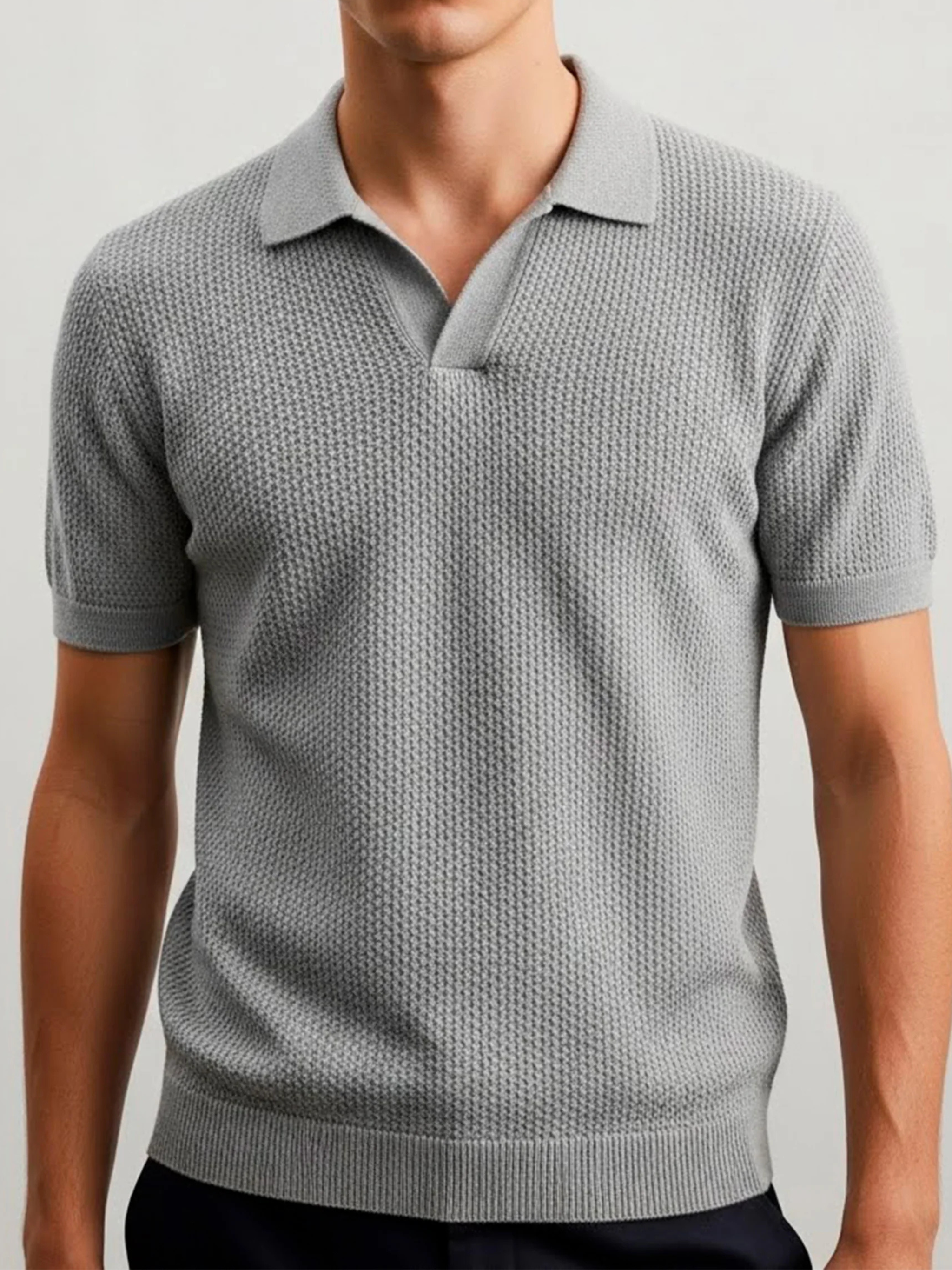 Polo Tricot Gola V Textura