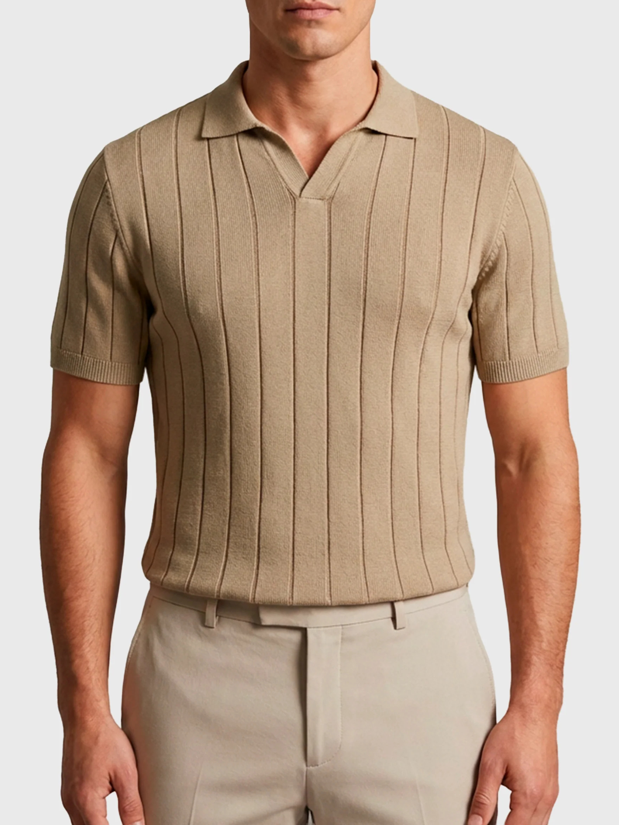 Polo Tricot Gola V Canelada