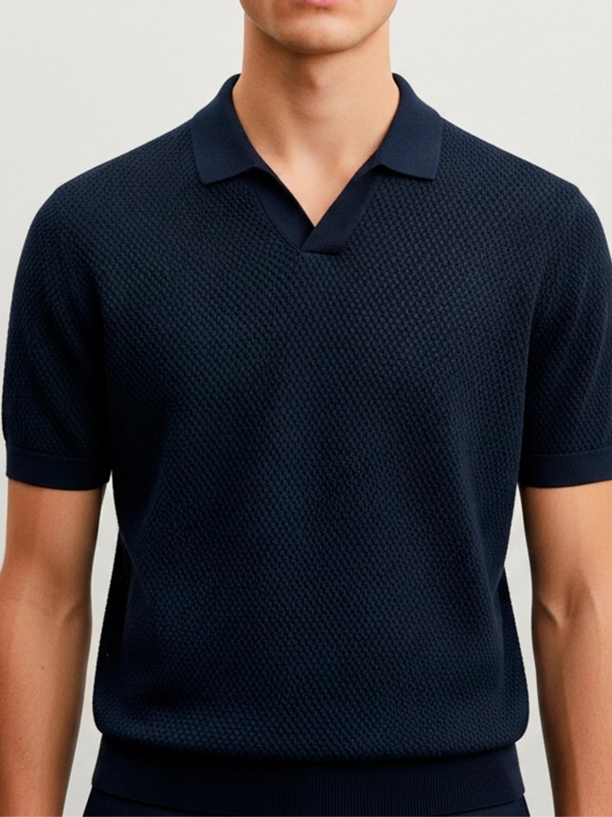 Polo Tricot Gola V Textura