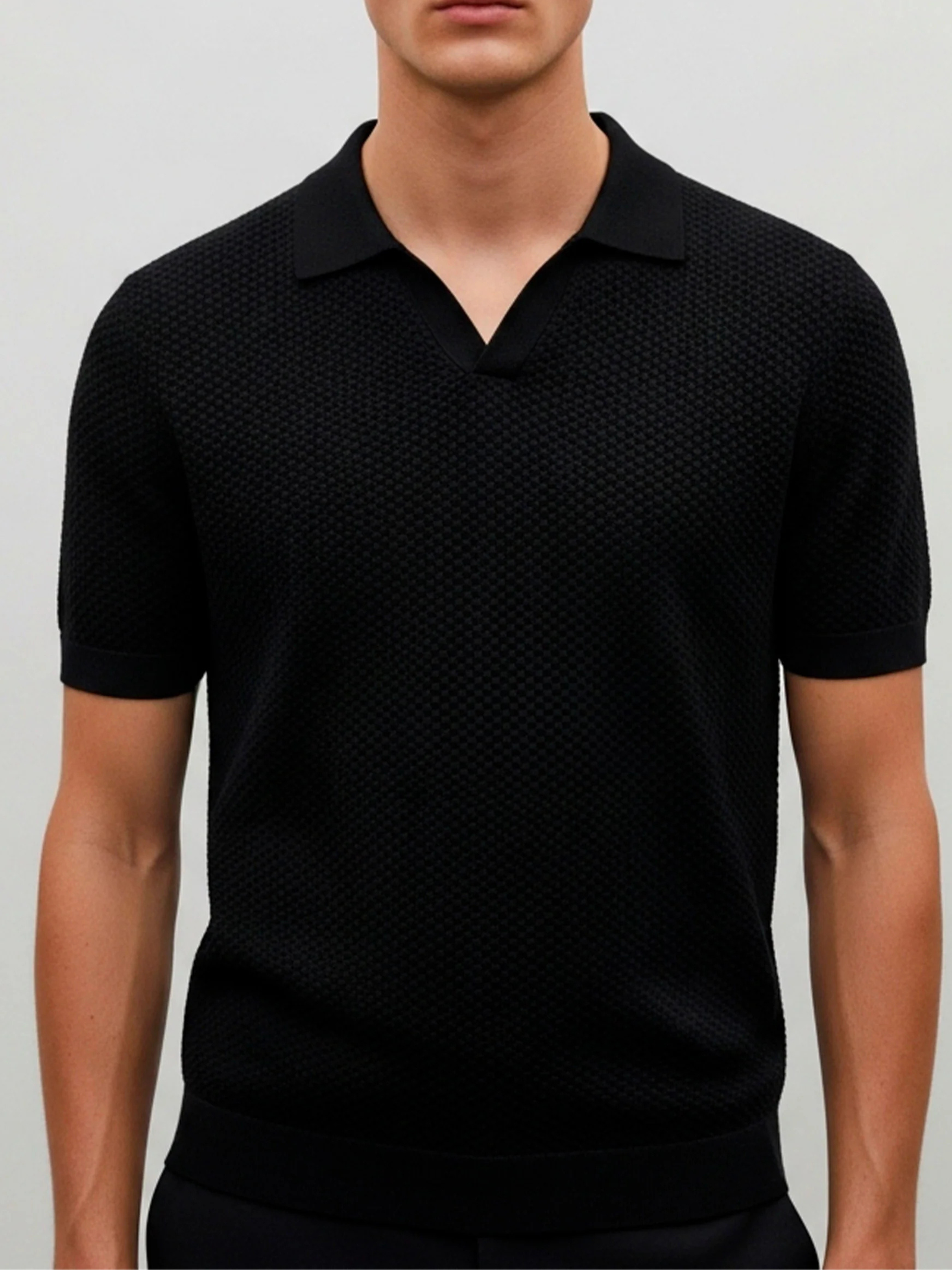 Polo Tricot Gola V Textura