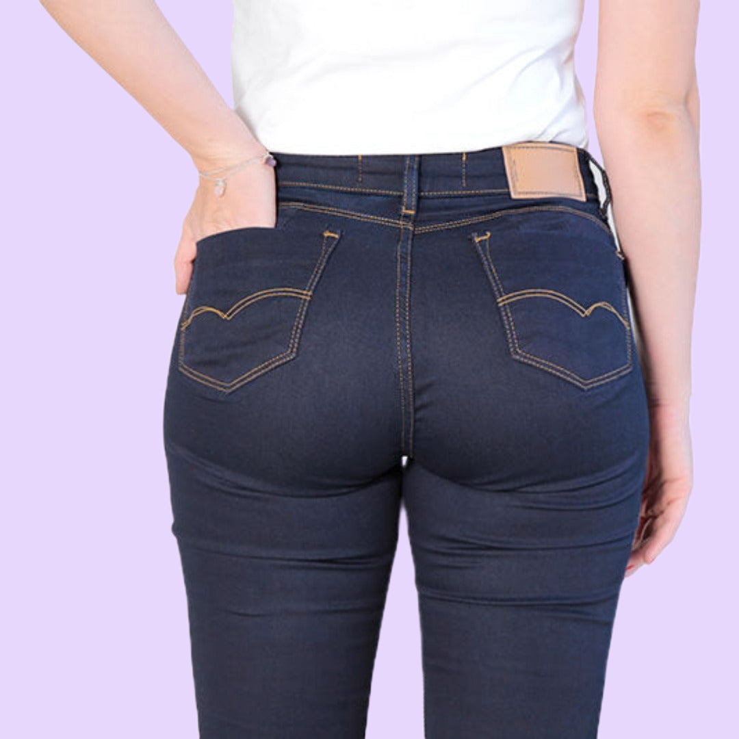 Calça Jeans Semi-Flare Feminina Marinho AS Clube