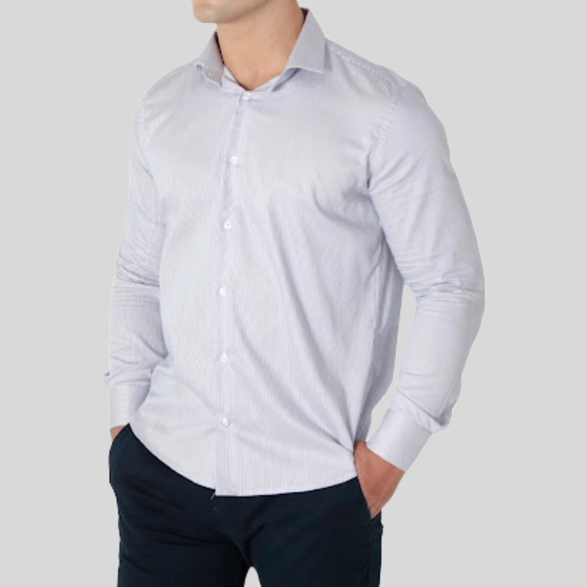 Camisa Manga Longa Slim Fit Algodão Egípcio Fio 80 AS Clube