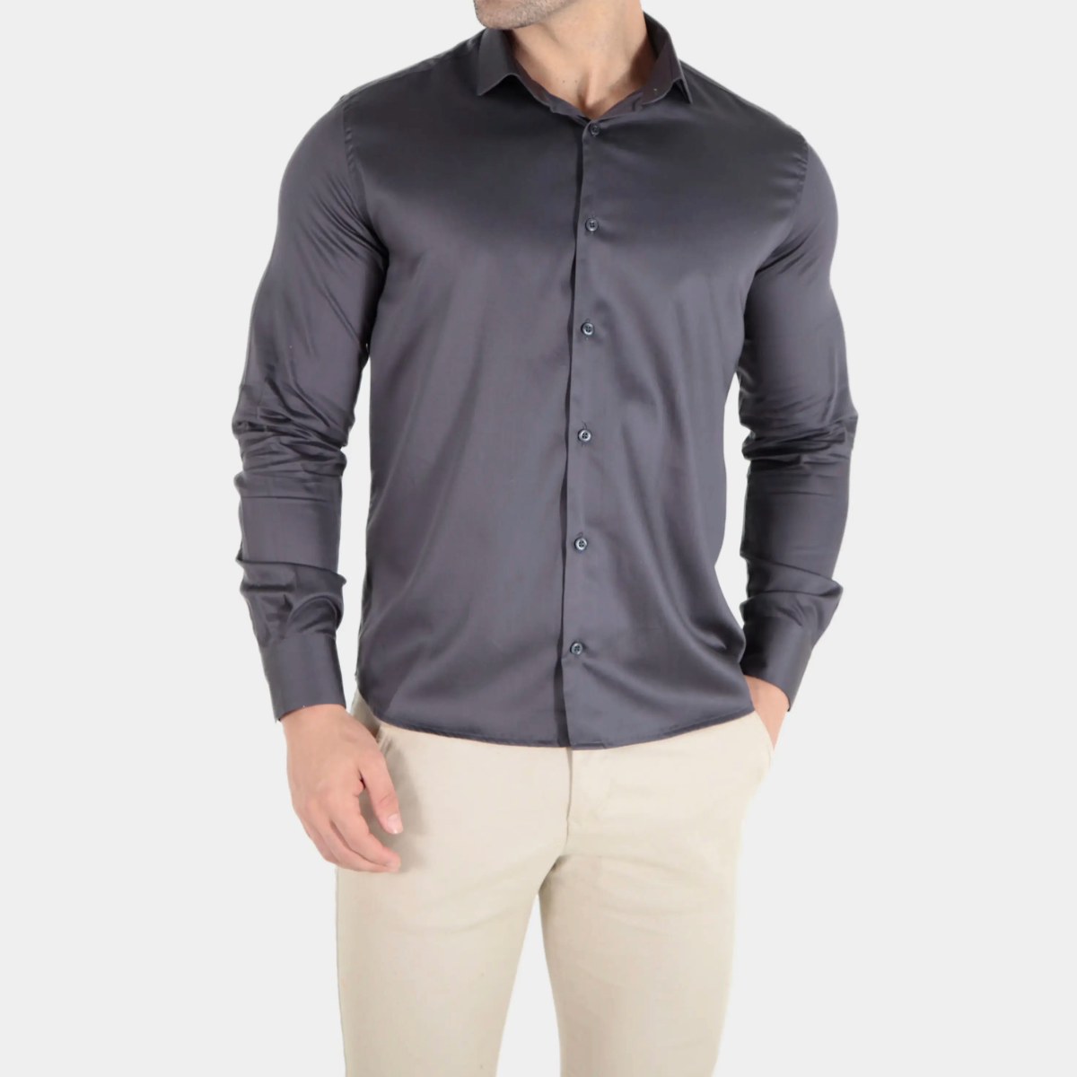 Camisa Manga Longa Slim Fit Algodão Egípcio Fio 80 AS Clube