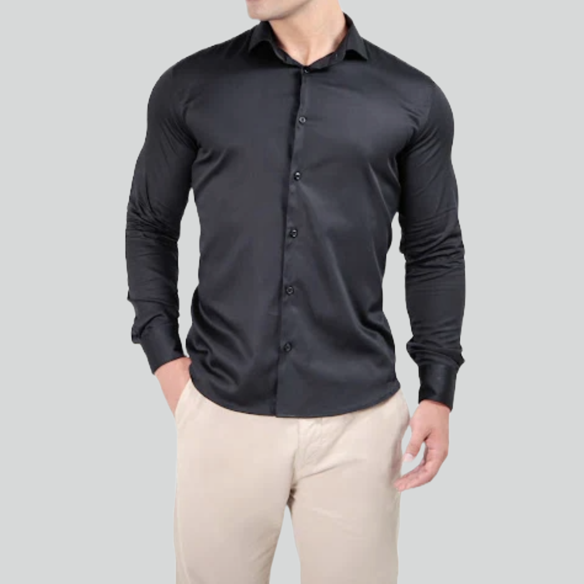 Camisa Manga Longa Slim Fit Algodão Egípcio Fio 80 AS Clube