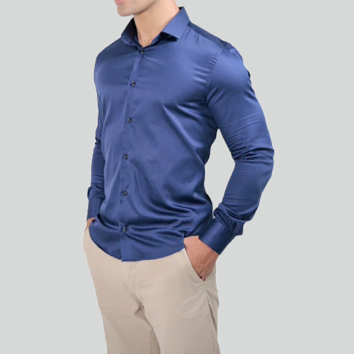 Camisa Manga Longa Slim Fit Algodão Egípcio Fio 80 AS Clube