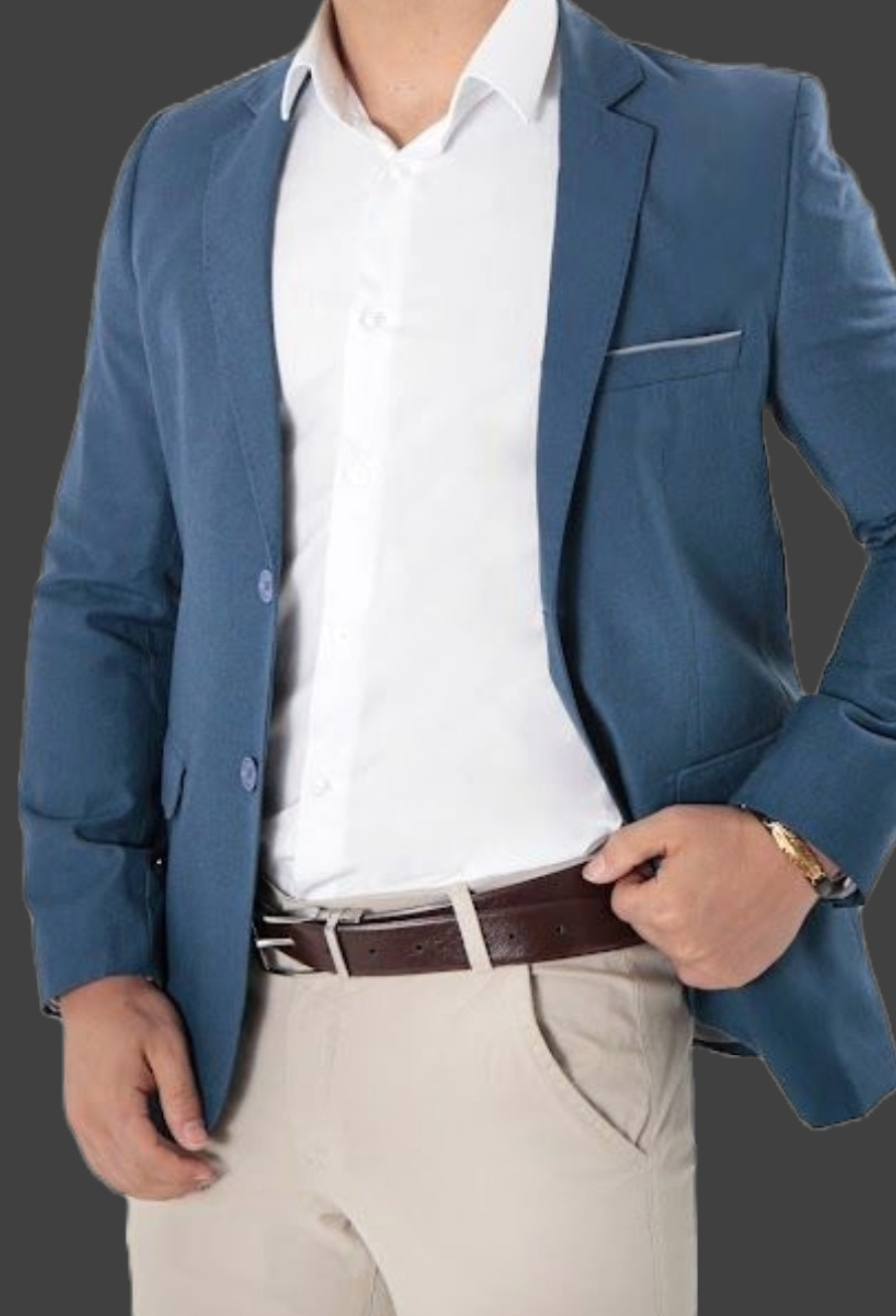 Blazer Slim Poliviscose ÁS Clube Azul Médio
