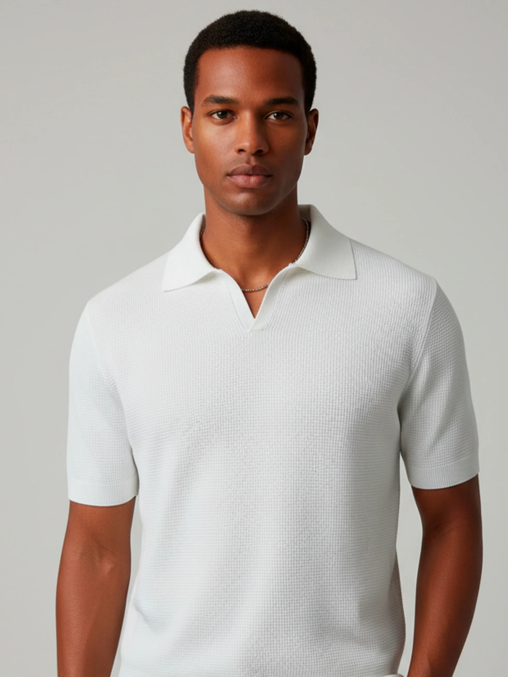 Polo Tricot Gola V Textura