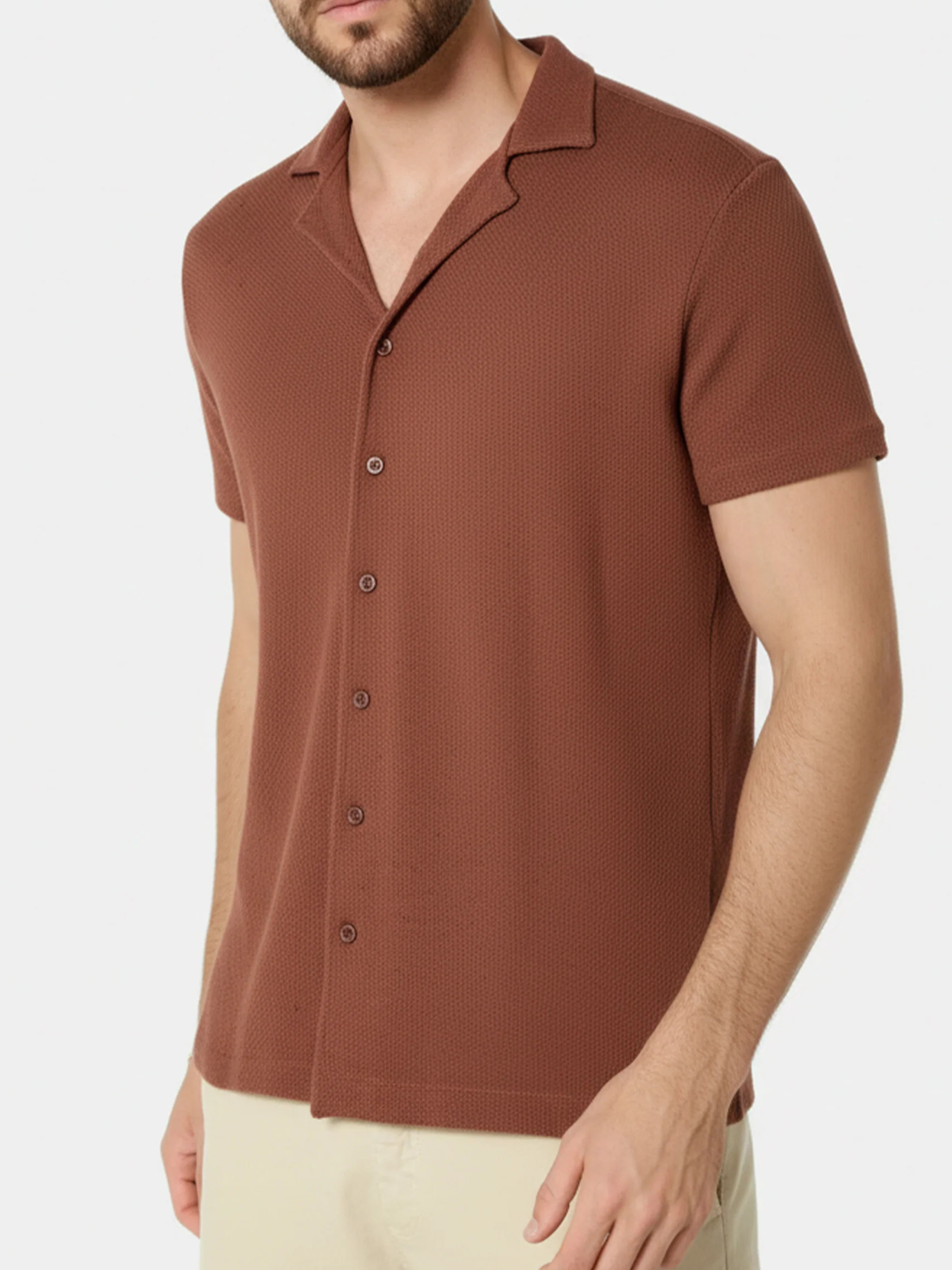 Camisa Piquet Textura Manga Curta