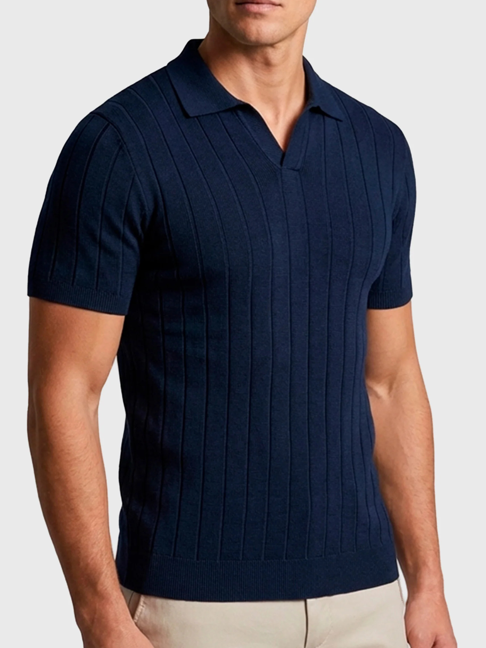 Polo Tricot Gola V Canelada