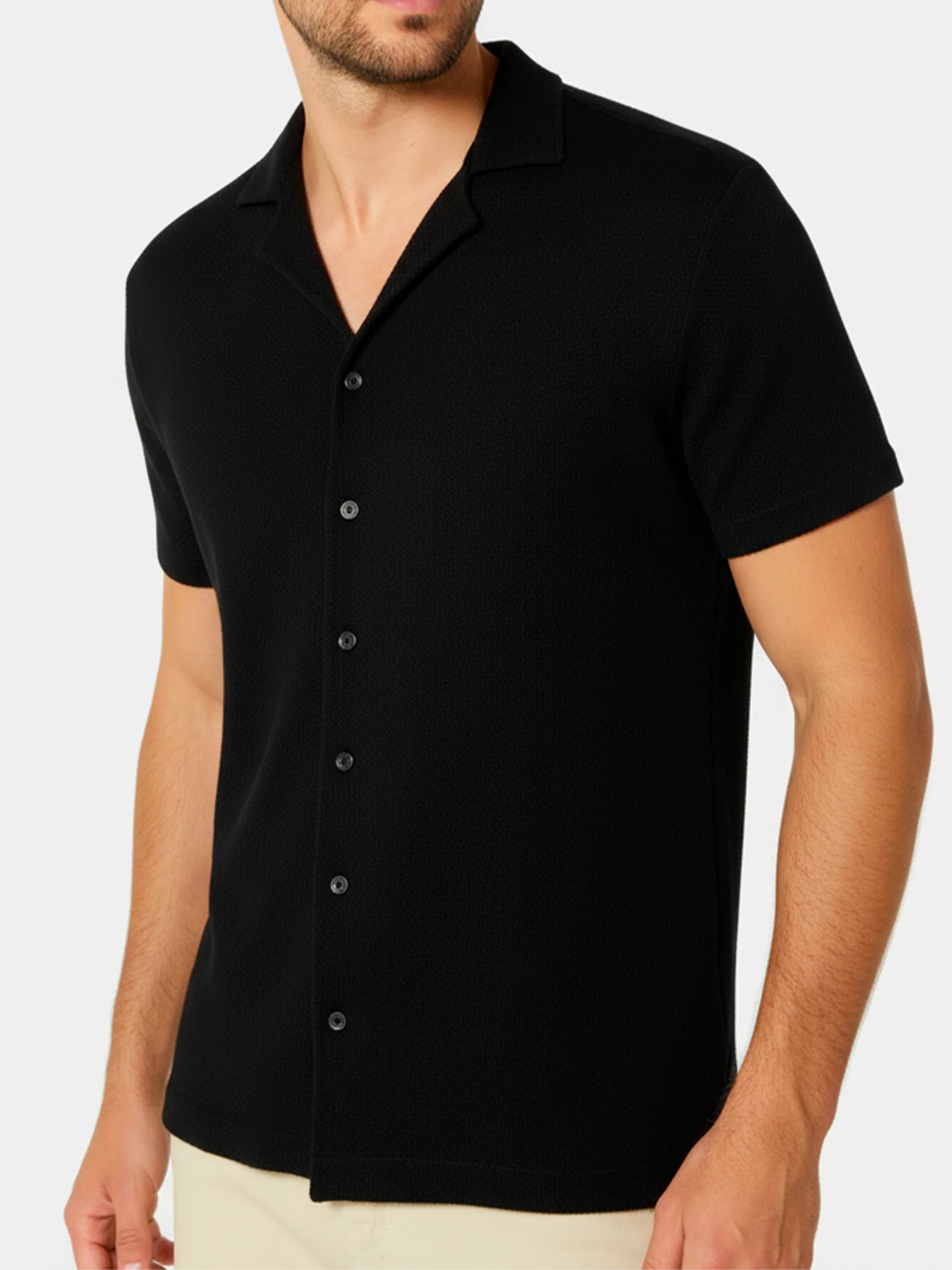 Camisa Piquet Textura Manga Curta