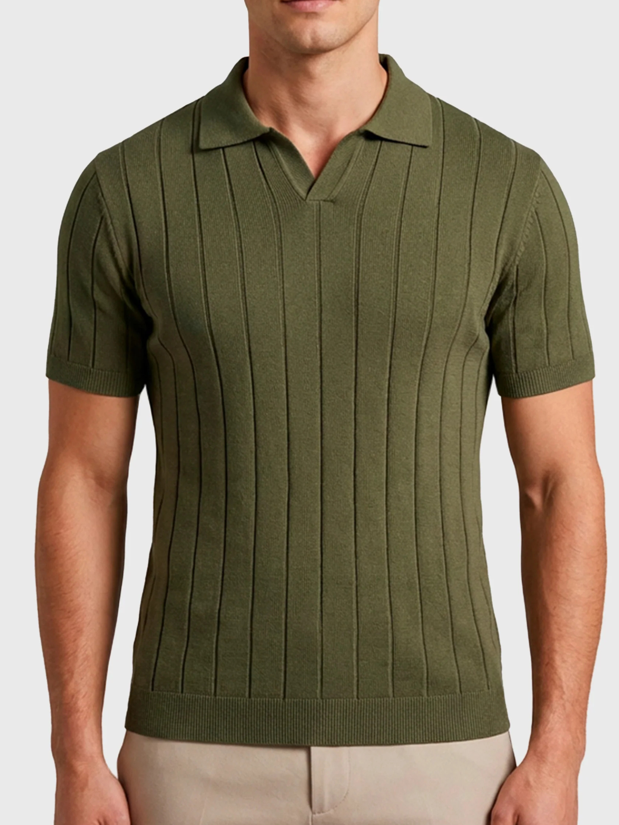 Polo Tricot Gola V Canelada