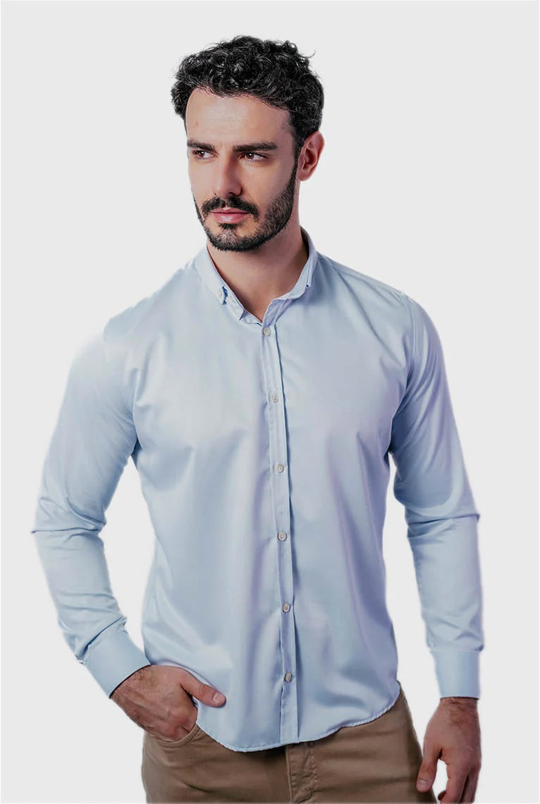 Camisa Manga Longa Slim Fit Oxford Modal Button Down