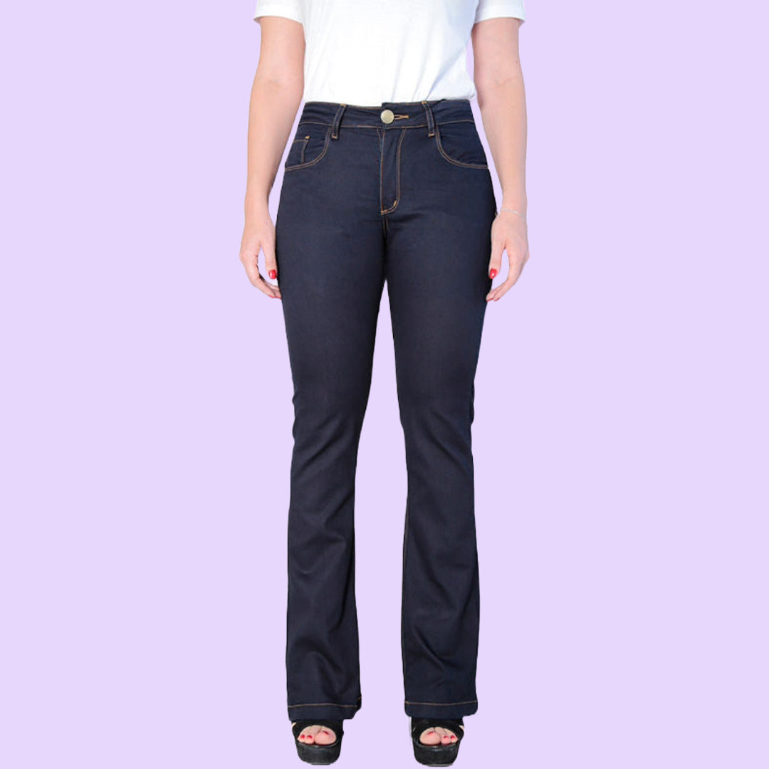 Calça Jeans Semi-Flare Feminina Marinho AS Clube